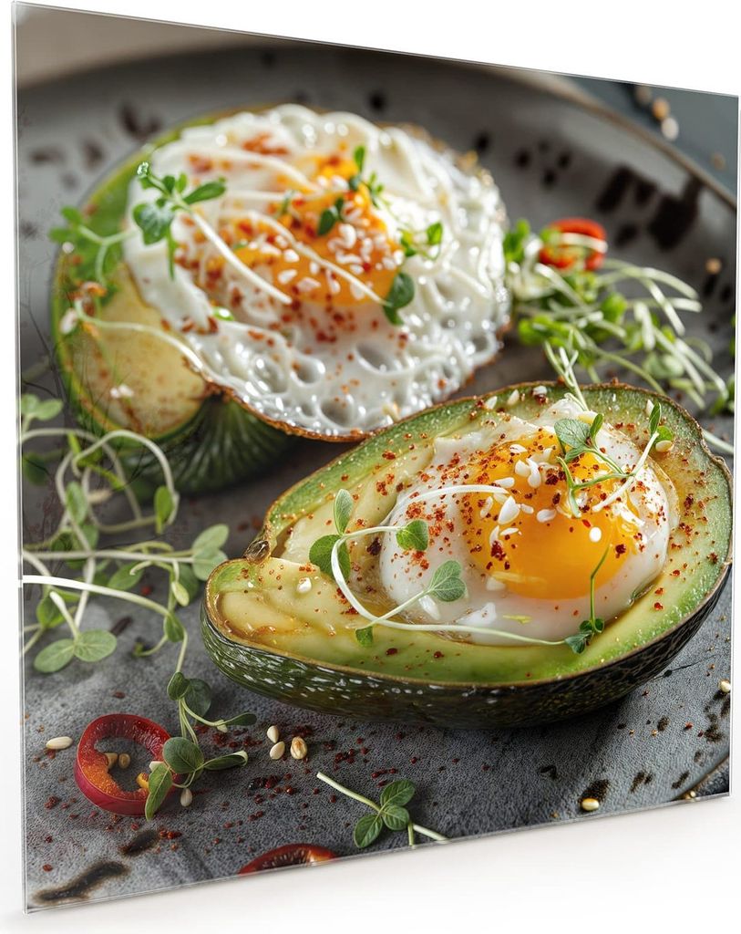 Küchenrückwand Spritzschutz Glas mit Motiv Avocado Frühstück 40 x 40 cm