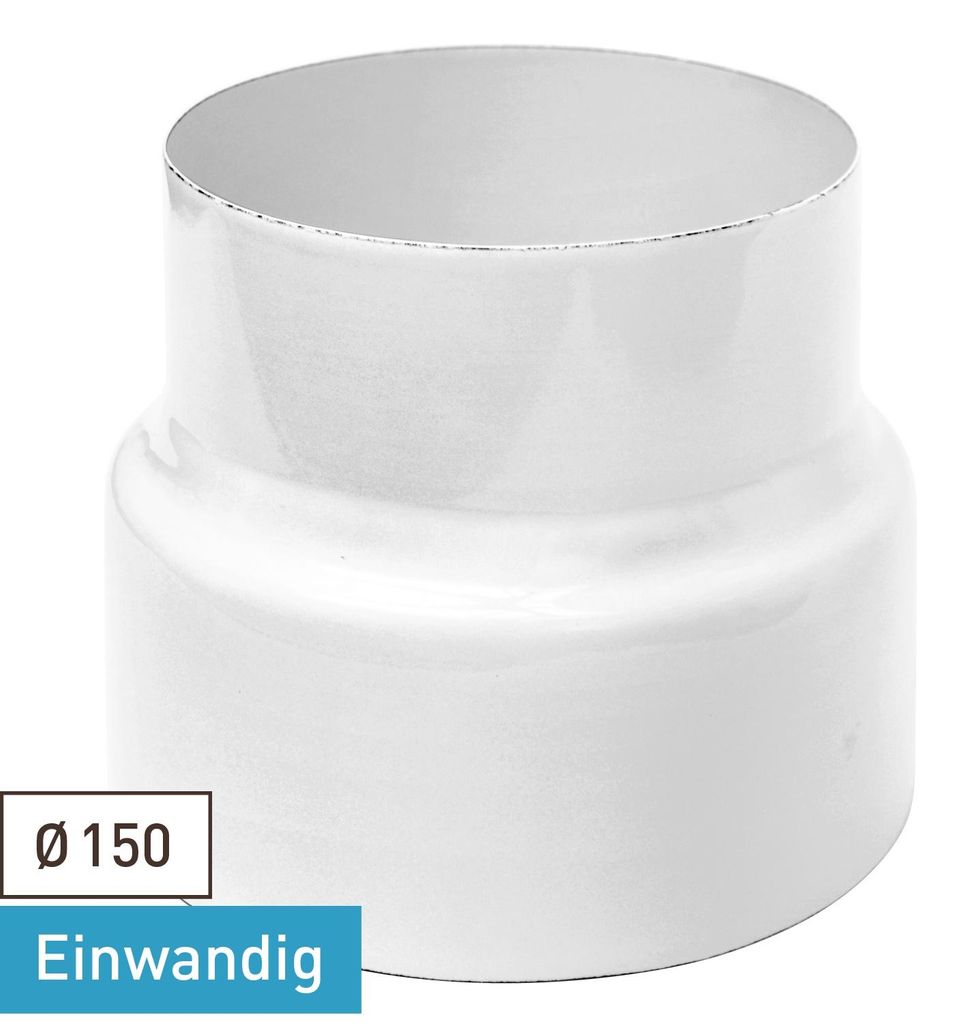 Raik Rauchrohr / Ofenrohr Emaille Reduzierung 150mm - 130mm Weiß