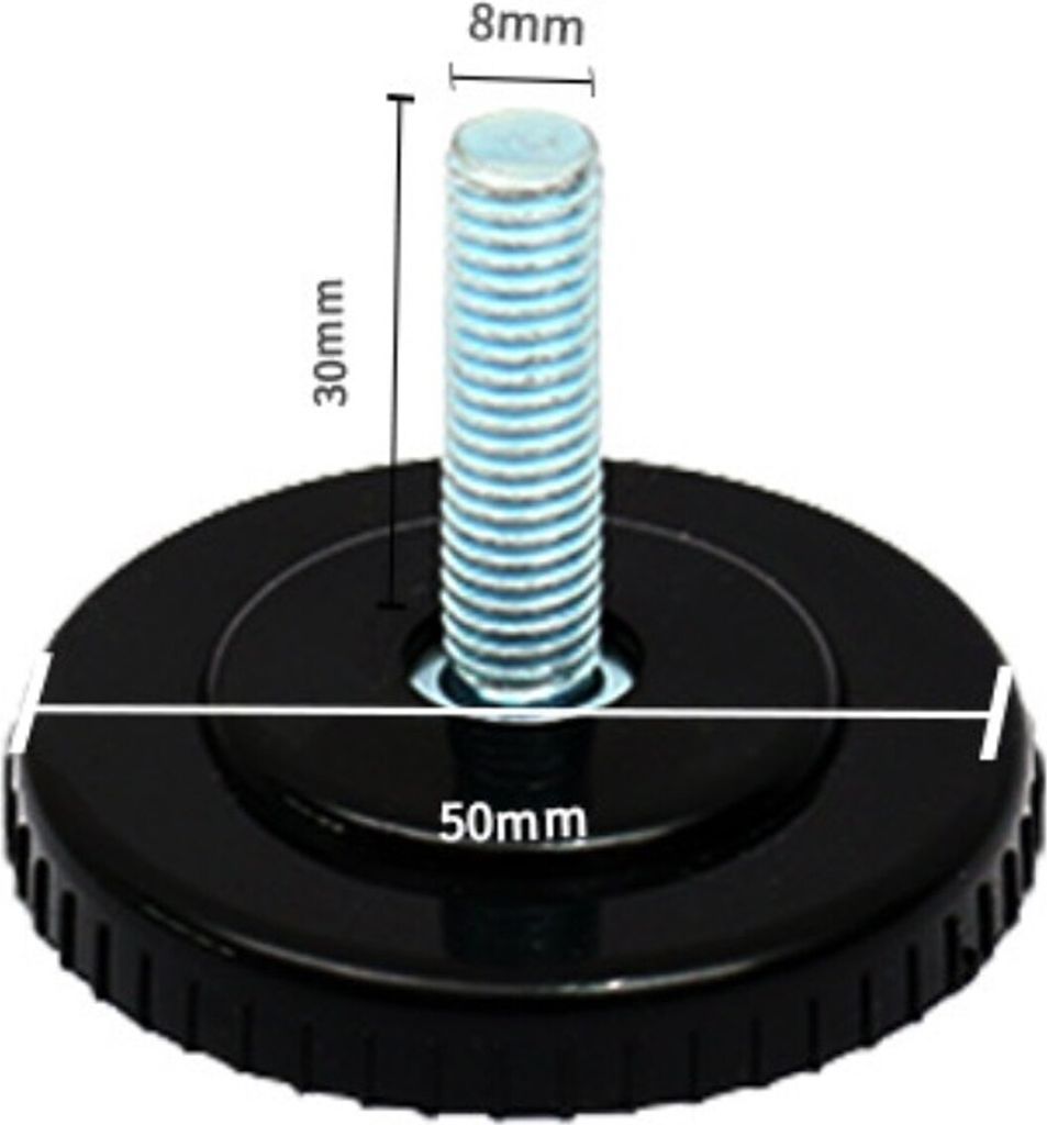 4 x Möbelfüße verstellbar schwarz M8 | Nivellierfüße Bodenschutz | Regulierschraube | Möbelgleiter drehbar - Gewindegleiter | Stellschraube |...