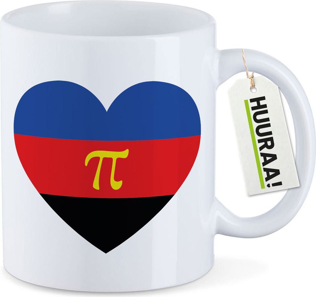Huuraa Kaffeetasse Pi-Polyamorie Pride Flagge LGBTQ Herz 330ml Weiß Keramik Kaffeebecher Geschenkidee