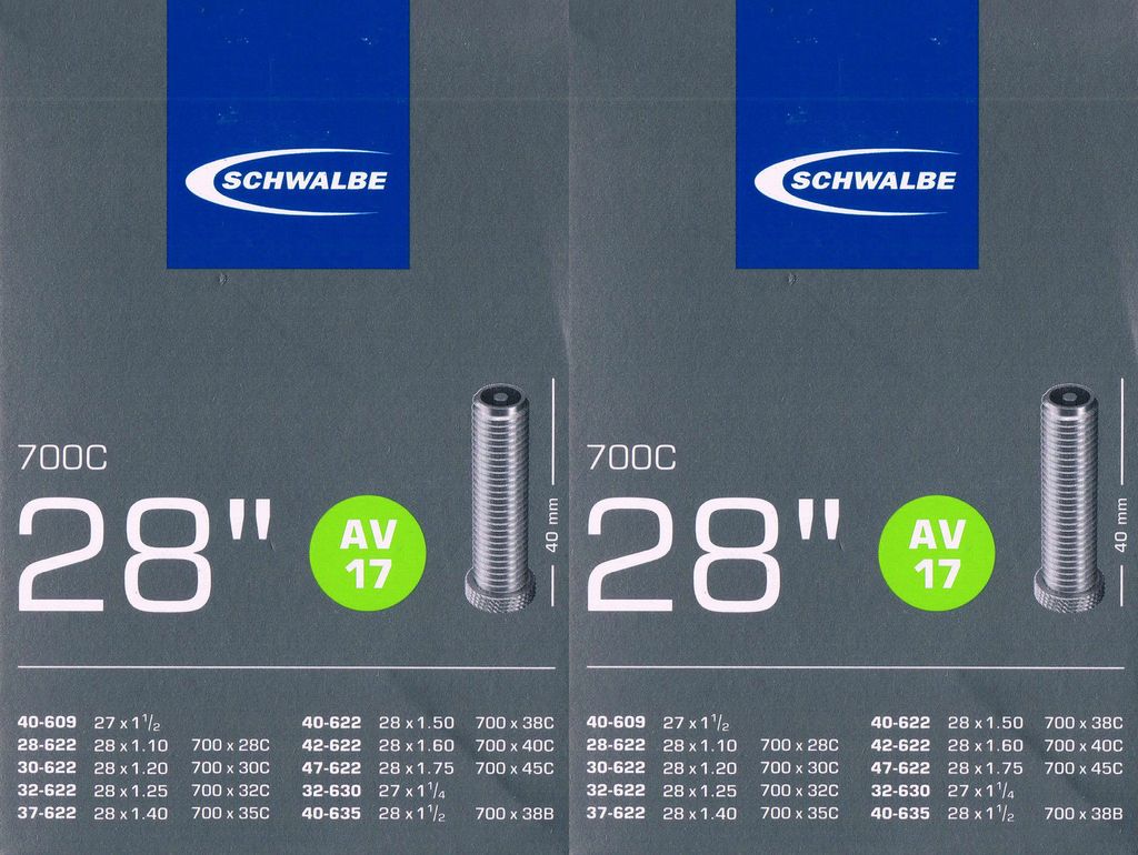 2x Schwalbe AV 17 Schlauch 28" 622 Ventil: Auto Schrader Produktbild 