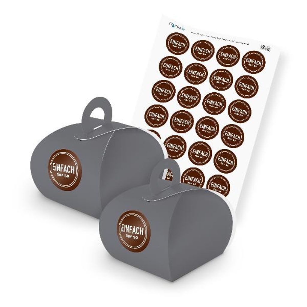 itenga SET Einfach nur so (Motiv 17) 24x Geschenkschachtel mit Griff grau + Stic