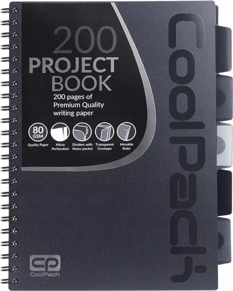 Zápisník A4 100 listů Patio Coolpack 5 záložek šedý Obrázek produktu 