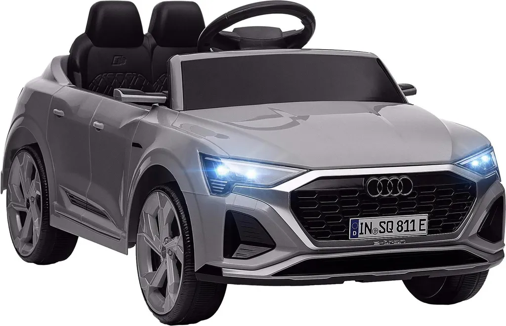 Voiture enfant grise avec propulsion électrique et châssis métallique