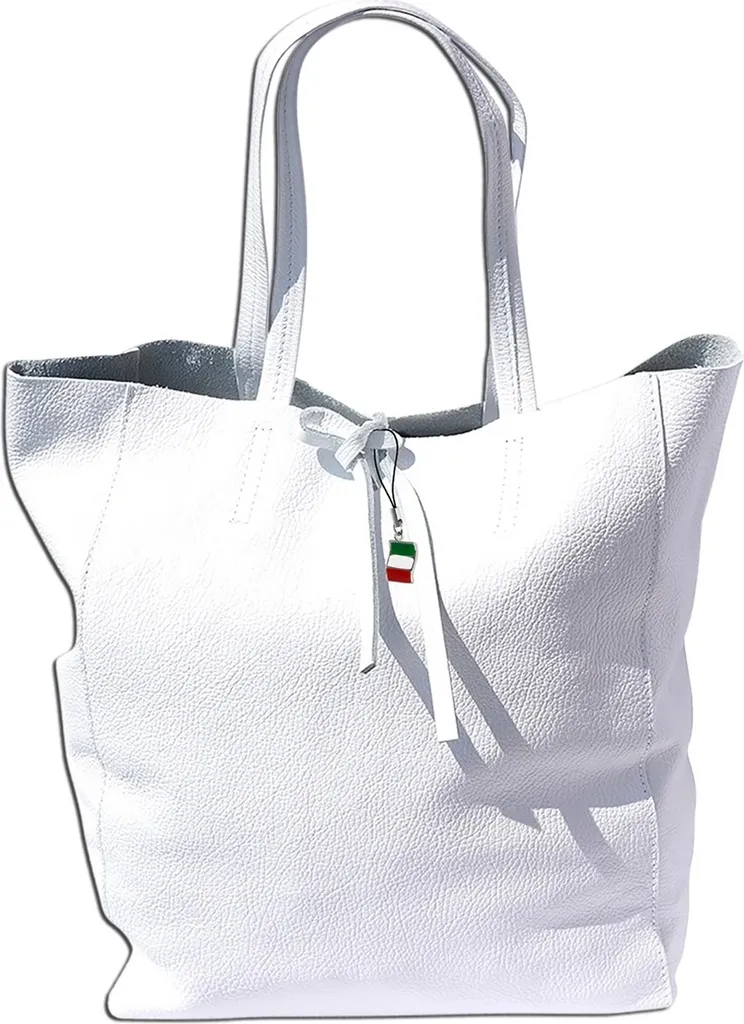 Grand Sac à Main Cabas Blanc en Cuir Italien pour Femme Florence OTF112W