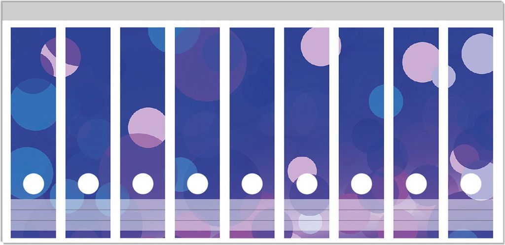 Wallario Ordnerrücken Sticker, selbstklebend für breite Ordner, 9 Stück, Motiv Blaue Kreise mit pink - harmonisches Muster