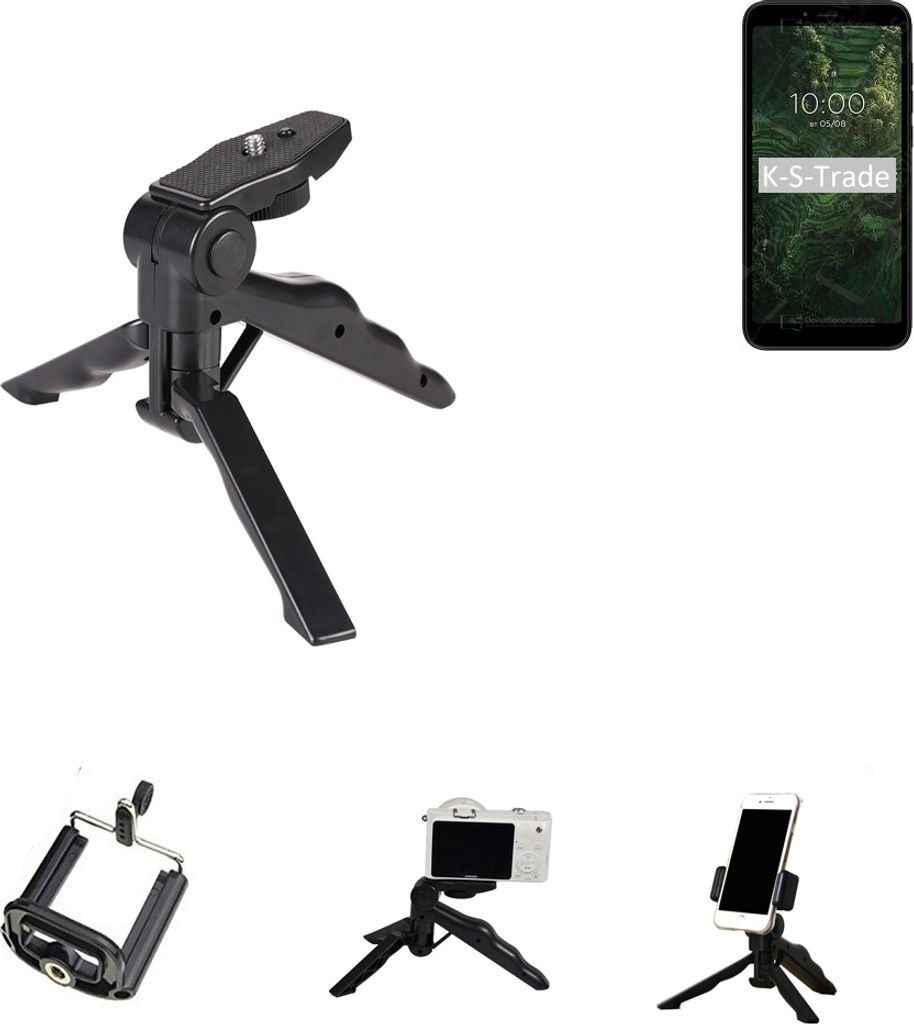 K-S-Trade Stativ Tisch-Ständer Dreibein Handy-Stativ Ständer kompatibel mit BQ Mobile BQ-5745L Clever Mini-Stativ Smartphone Tripod Handy-Stativ aus