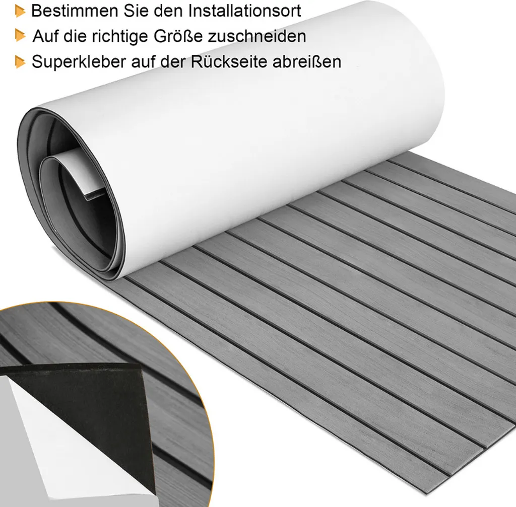 Plancher de Bateau en Teck Synthétique Gris, Mousse EVA Antidérapante - 3
