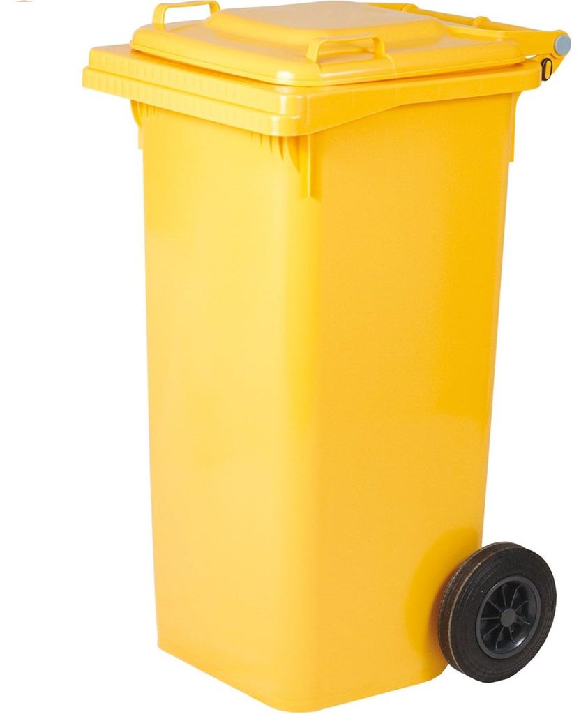 Poubelle de tri sélectif à roulettes 120 L ICS - Jaune Image du produit 
