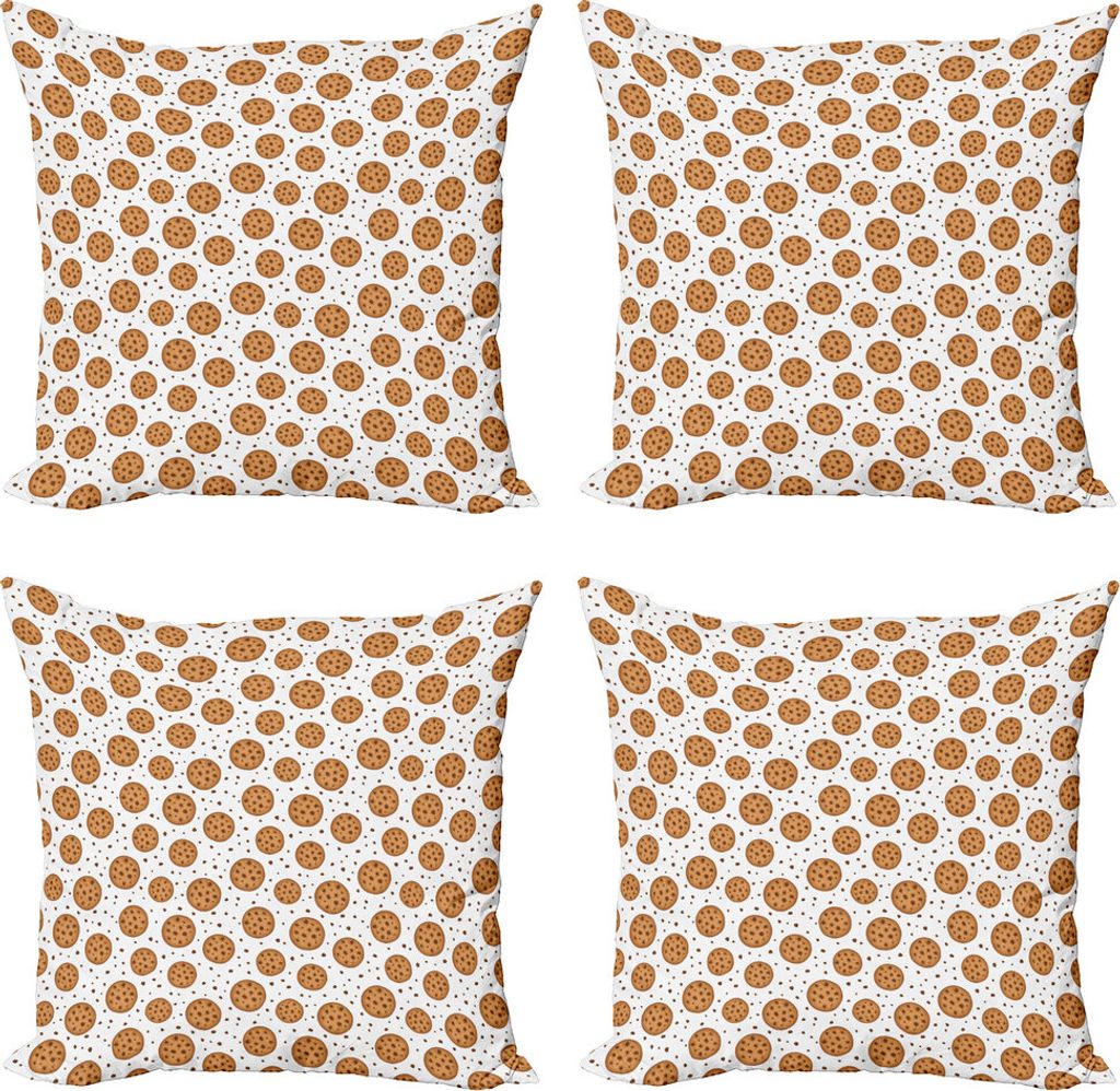 ABAKUHAUS Schokolade Kissenbezug Set (4 Stück), Yummy Plätzchen-Gebäck, Moderner Doppelseitiger Digitaldruck, 45 cm x 45 cm, Pale Karamell und W...