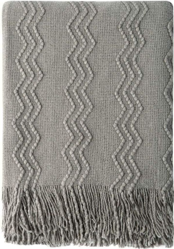 Domarex Akryl-Strickdecke mit Fransen 130x170 cm - Weich, Produktbild 