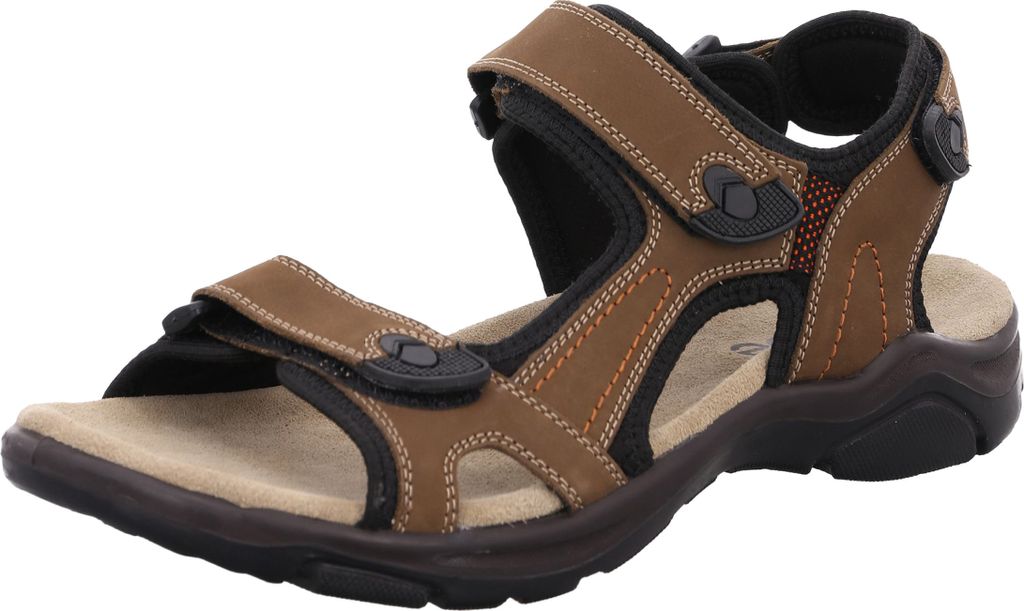 Rohde Herren Trekking Sandale Leder Klettverschluss Caluso 5955, Größe:44 EU, Farbe:Braun