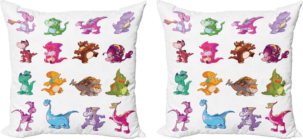 ABAKUHAUS Jurassic Kissenbezug Set (2Stück), Dinosaurier Extinction, doppelseitiges Digitaldruckdekor mit Reißverschluss, 50 cm, Mehrfarbig