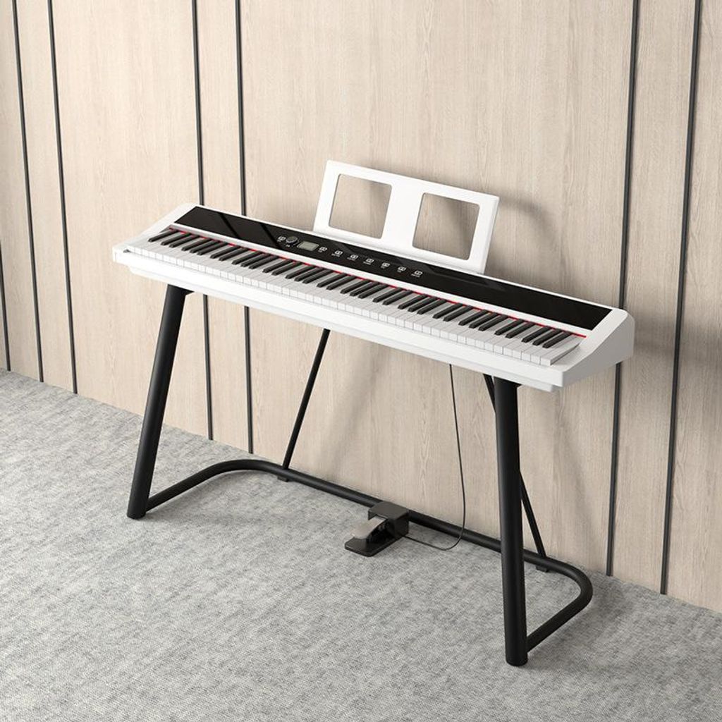 Zimilo 88 Tasten Digitalpiano E-Piano Klavier tragbar gewichtete Hammermechanik für Anfänger & Kinder Ohne Klavierständer Einzelpedal Weiß