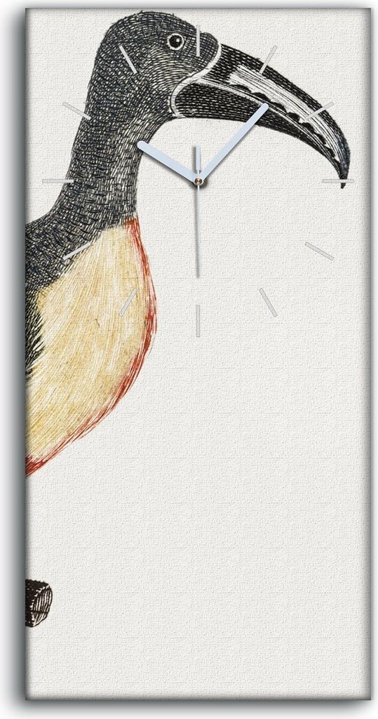 Leinwand Uhr Küche Wohnzimmer Bild 30x60 Zeichnung Tier Vogel Zweig Kunst - weiße Hände