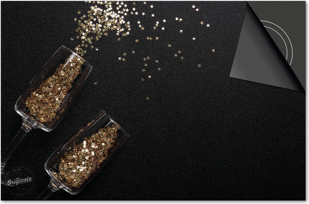 Induktionsschutz 77x51 - abdeckplatte Induktion matt- Dietrix Kochfeldschutz- Exklusive - Weihnacht- Glas Champagner mit Sternen
