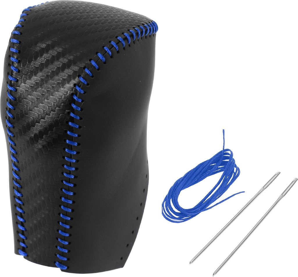 Anti-Rutsch Getriebeschaltknauf Abdeckung Auto Schaltknauf Schutz für Toyota RAV4 2013-2016 Carbonfaser Muster Schwarz Schwarz Blau Mikrofaser Leder