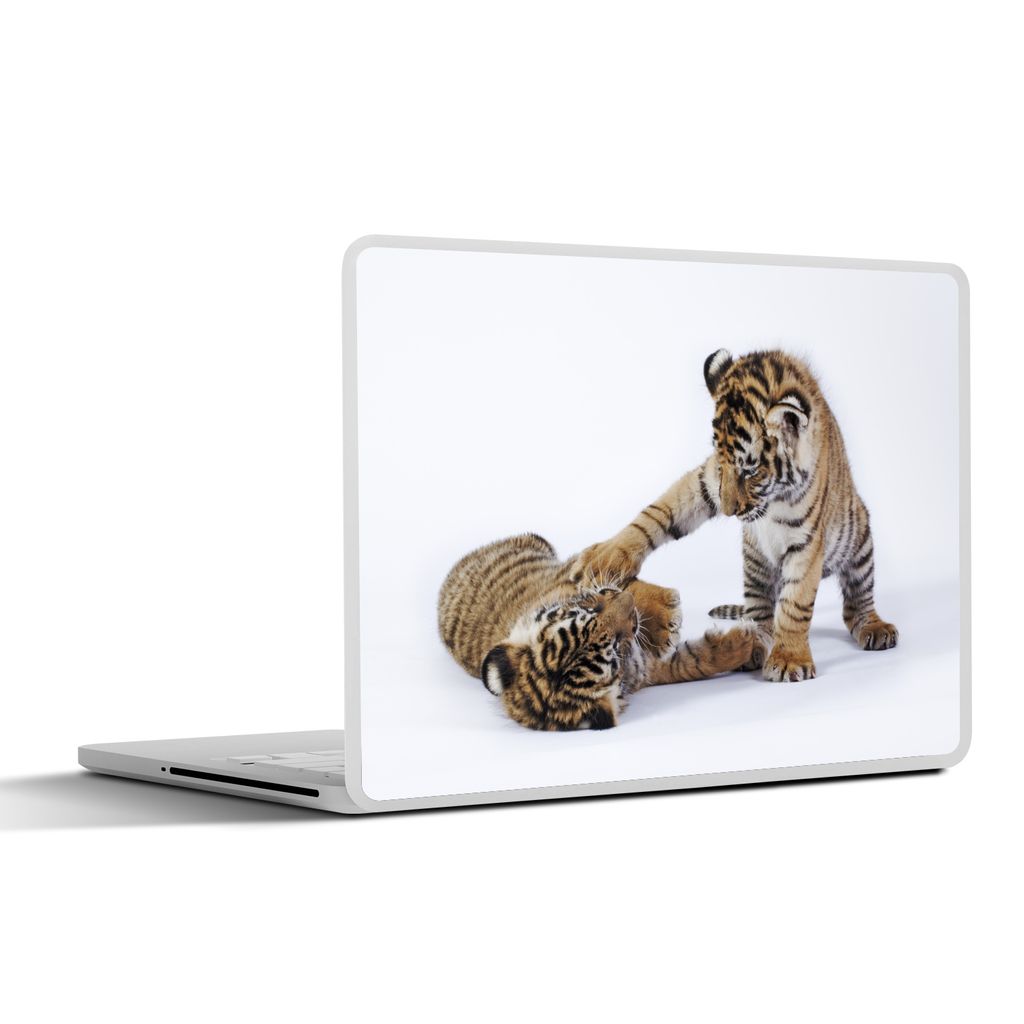 MuchoWow Laptop Aufkleber Sticker Cover Tiger - Jungtier - Weiß 30x22 cm - Laptop-Sticker
