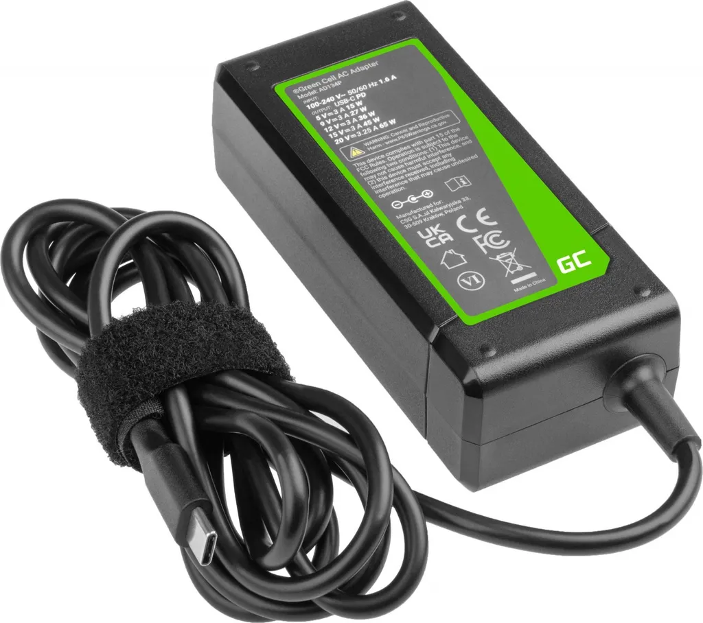 Green Cell AD134P Chargeur USB-C 65W pour Ordinateur Portable et Tablette - 9