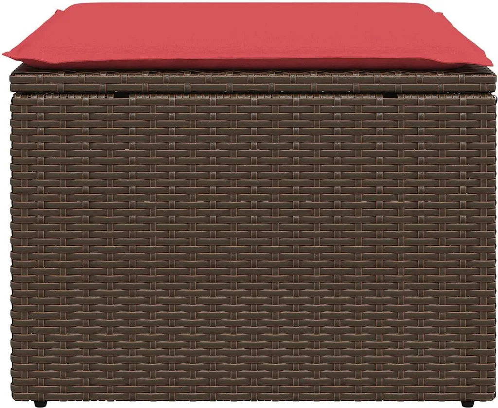 Ottoman da Giardino vidaXL Poly Rattan Marrone 55x55cm - Design Moderno