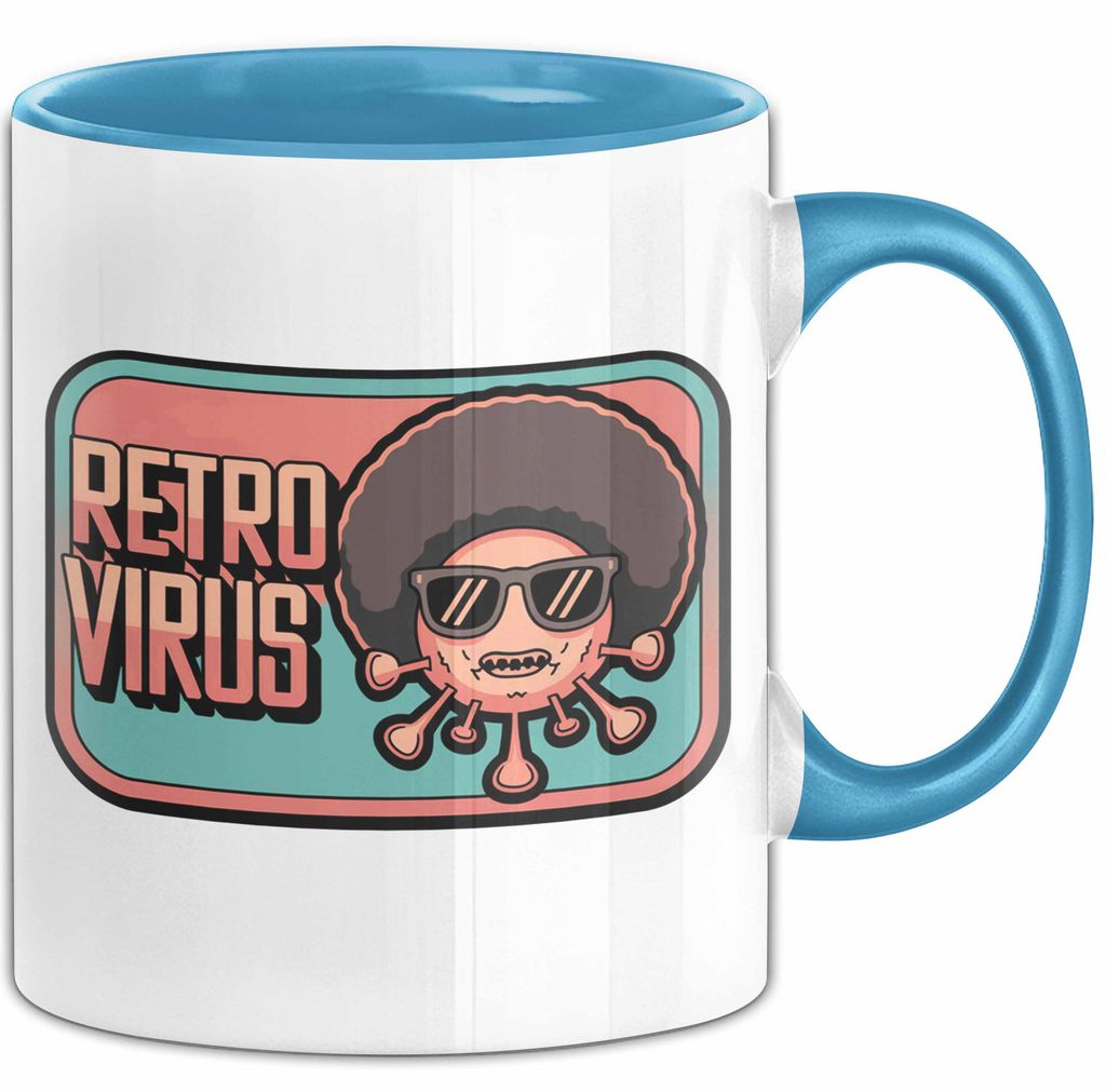 Computerprogrammierer Softwareingenieur Tasse Geschenk Lustige Geschenkidee Spruch Retro Virus (Blau)