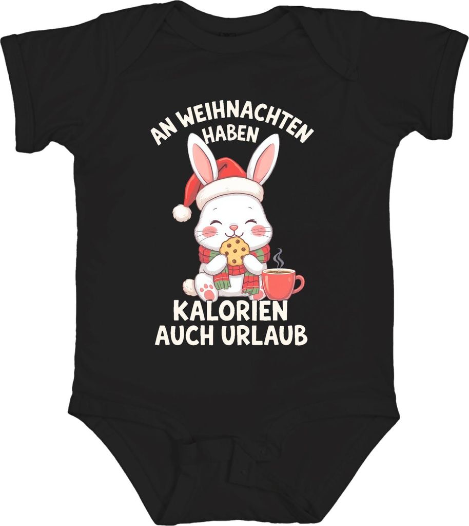 Weihnachten Kalorien Urlaub Hase Keks niedlich Geschenk Unisex Baby Body, Schwarz, 3/6