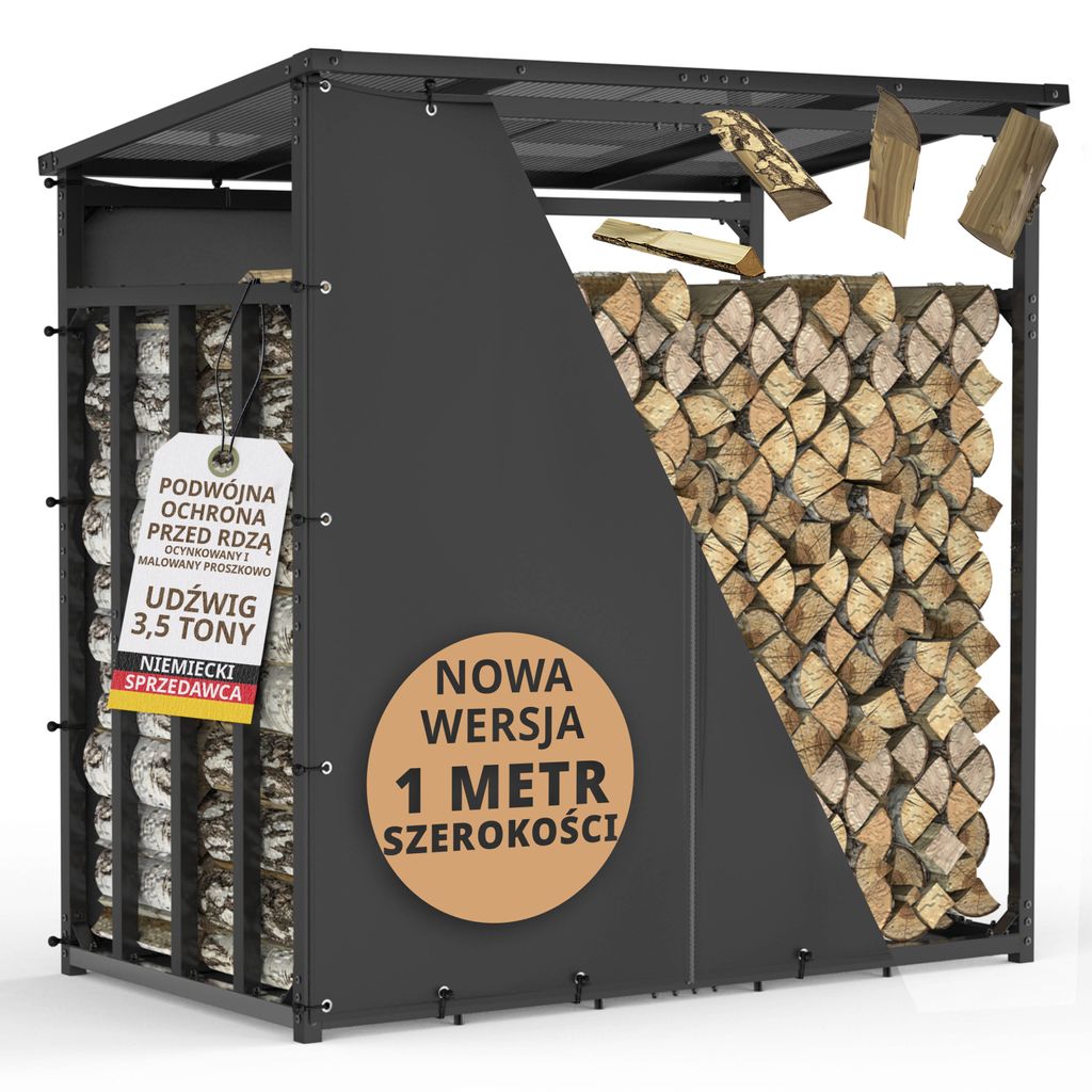 Stojak na drewno opałowe metalowy zewnętrzny 185x105x185 Zdjęcie produktu 