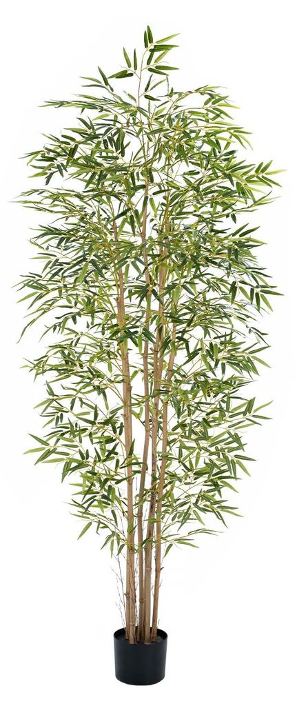 Künstlicher Bambus, 210 cm lang, große künstliche Pflanze mit 1880 realistischen Blättern und 6 echten Bambusstängeln; künstliche Pflanzen, d...