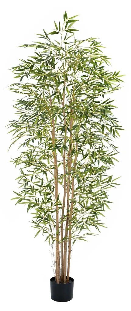 Bambou Artificiel Réaliste 210 cm : 1880 Feuilles et Cannes en Bois Naturel