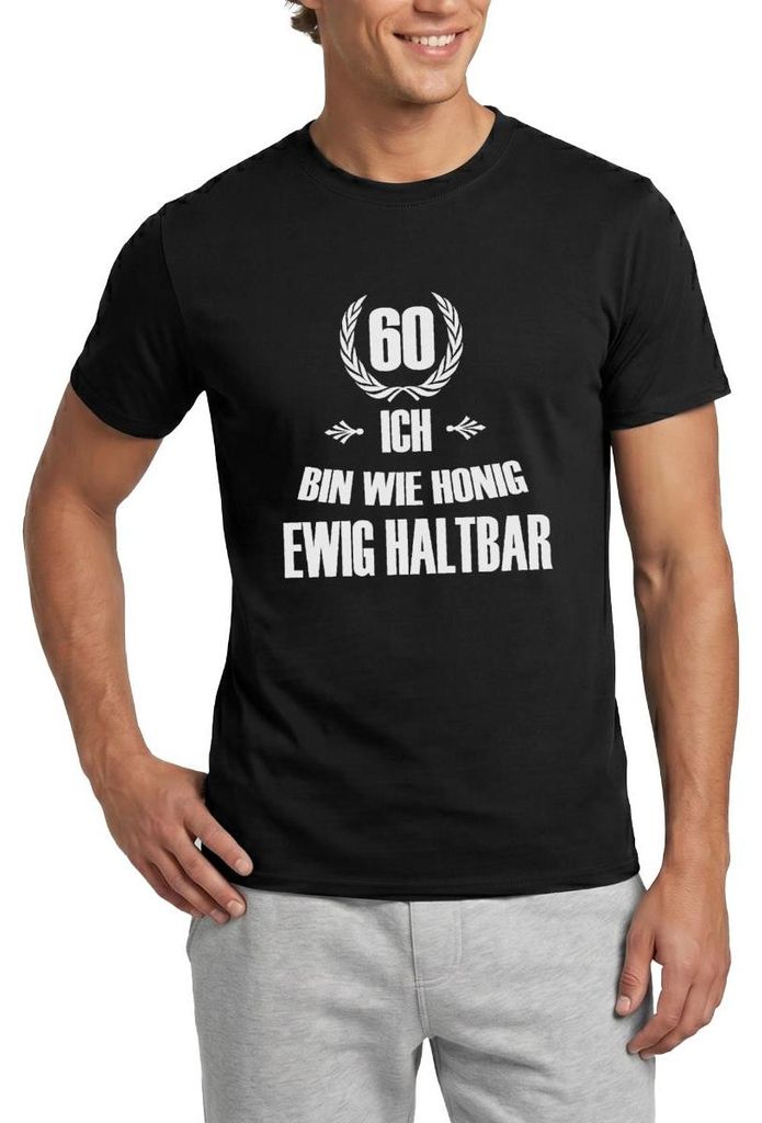 Spreadshirt 60. Geburtstag | Ewig Haltbar Wie Honig Männer T-Shirt, XXL, Schwarz