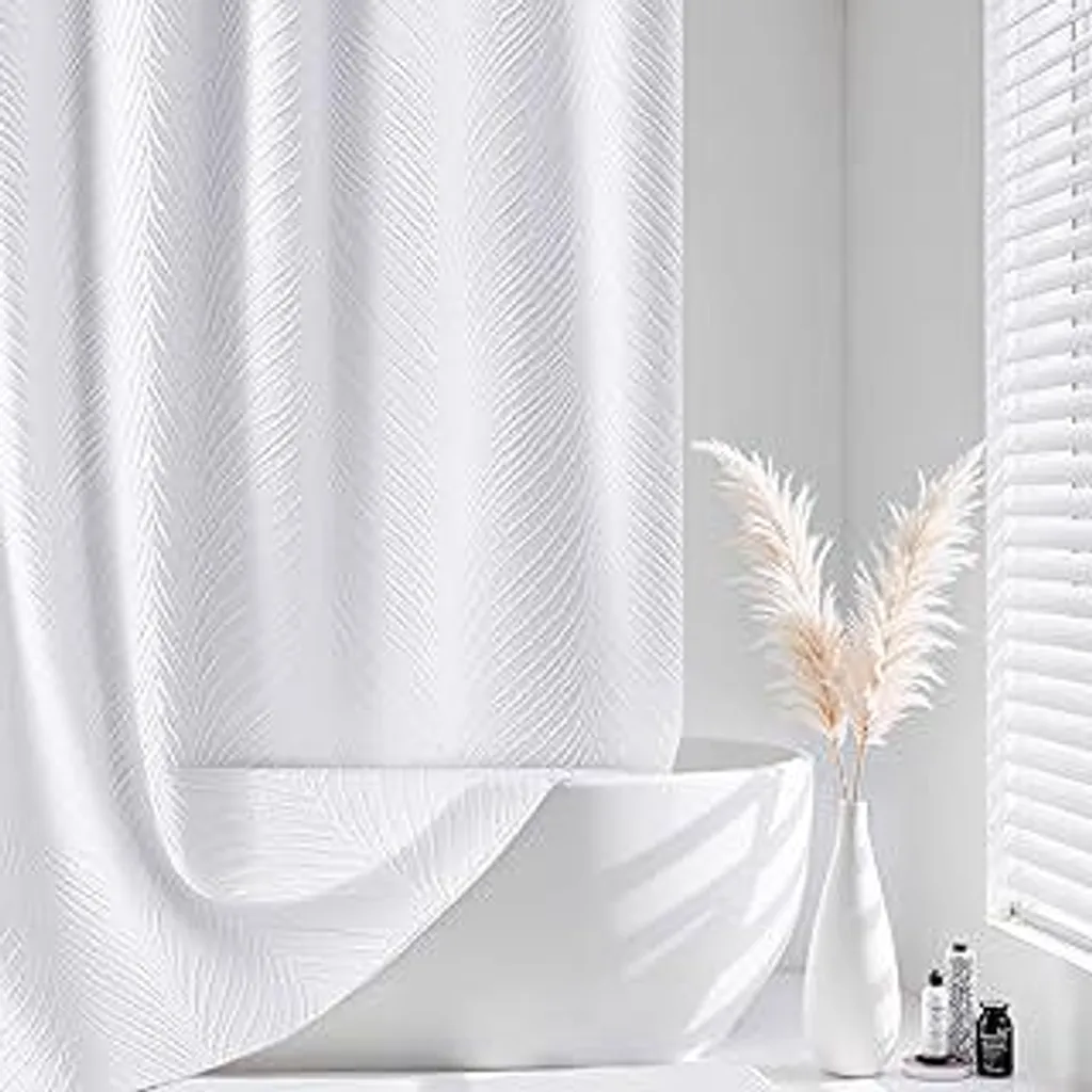 FY&XZH Tenda Doccia Boho 183x183 Bianco - Tessuto Soft con Ganci