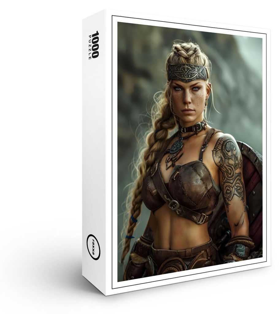 raxxa Premium-Puzzle "Resolute Viking Shieldmaiden Guarding With Her Battle Shield", 1000 Teile