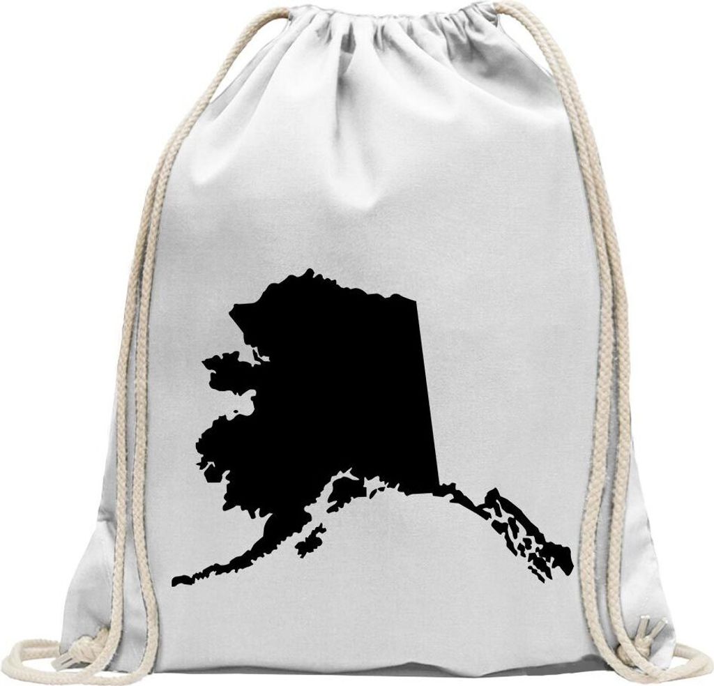 Kiwistar - Turnbeutel - weiss - USA - Alaska Juneau - Fun Rucksack Sport Beutel Gymsack Baumwolle mit Ziehgurt