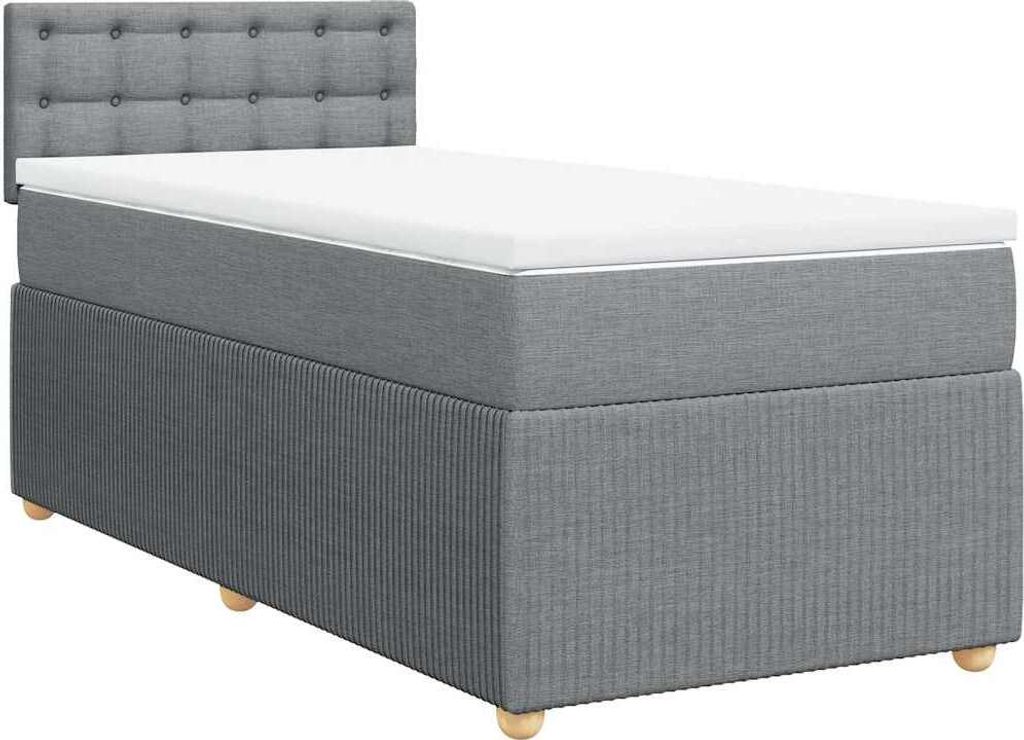 vidaXL Boxspringbett mit Matratze Hellgrau 100x200 cm Stoff