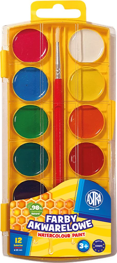 Astra-Aquarellfarben in Honigfarben, 12 Farben – ASTRA Produktbild 