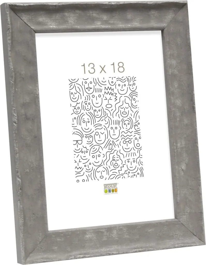 S46HF7 Cornice in legno grigio con superficie ondulata 13x18 cm