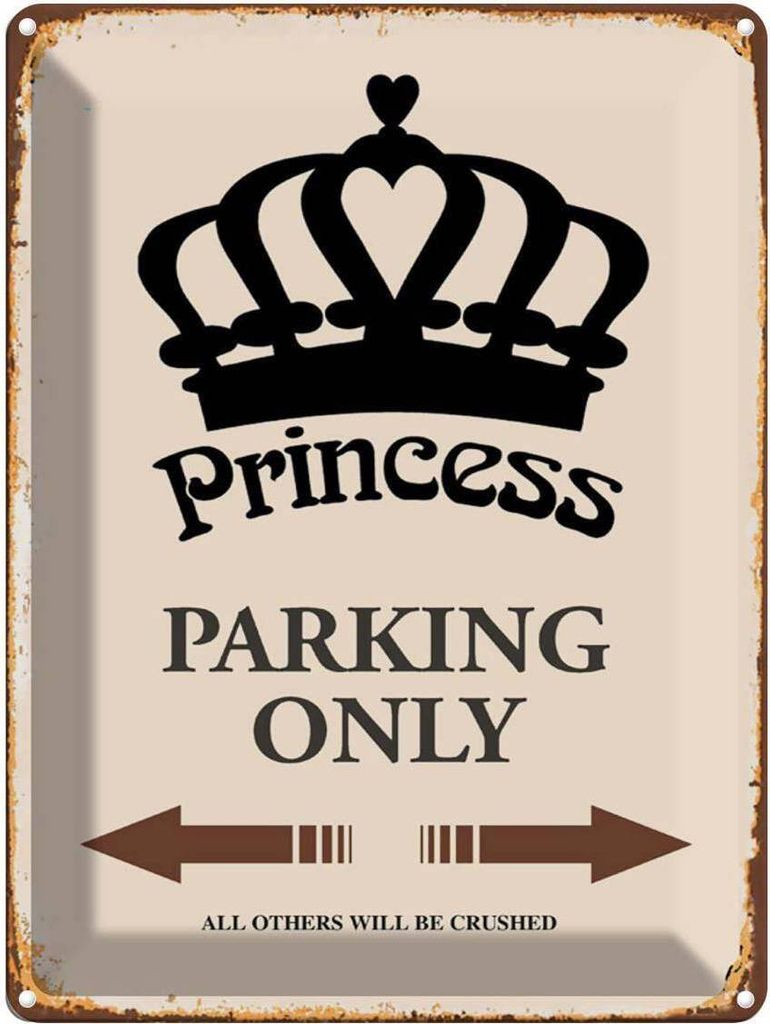 vianmo Blechschild 40x30 cm Princess parking only Korona