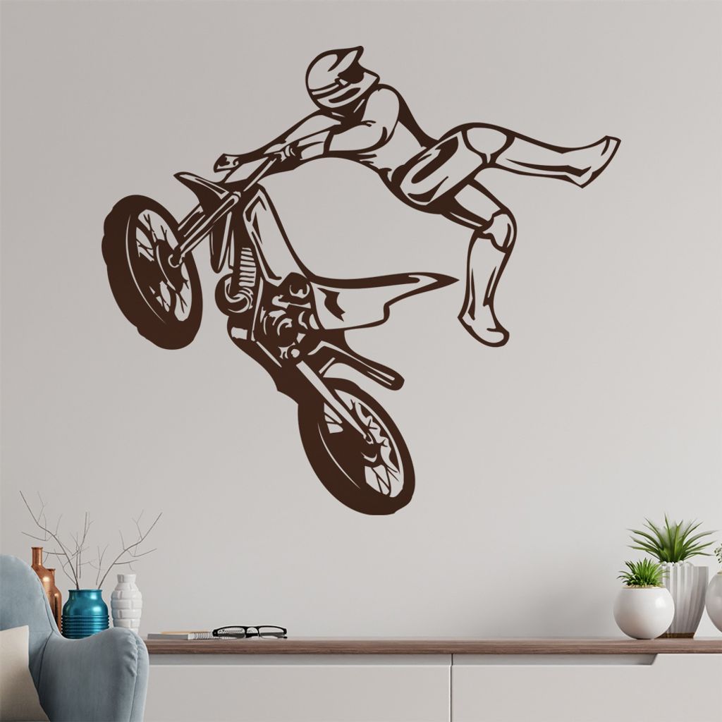 Motocross Jump Wandtattoo in 6 Größen - Wandaufkleber Wall Sticker - Dekoration, Küche, Wohnzimmer, Schlafzimmer, Badezimmer