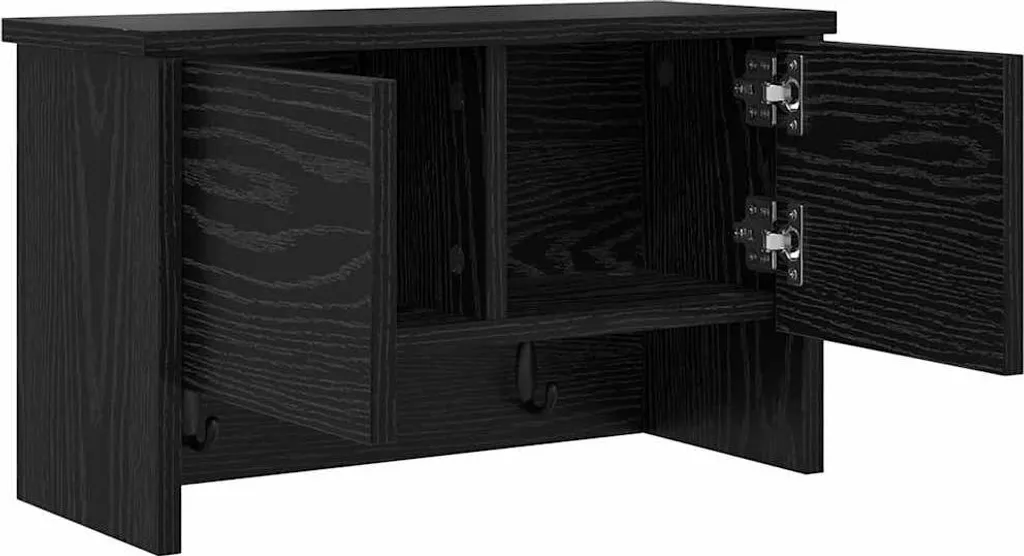 Comodino da Parete Maison Exclusive Rovere Nero 50x20x30 cm - 5