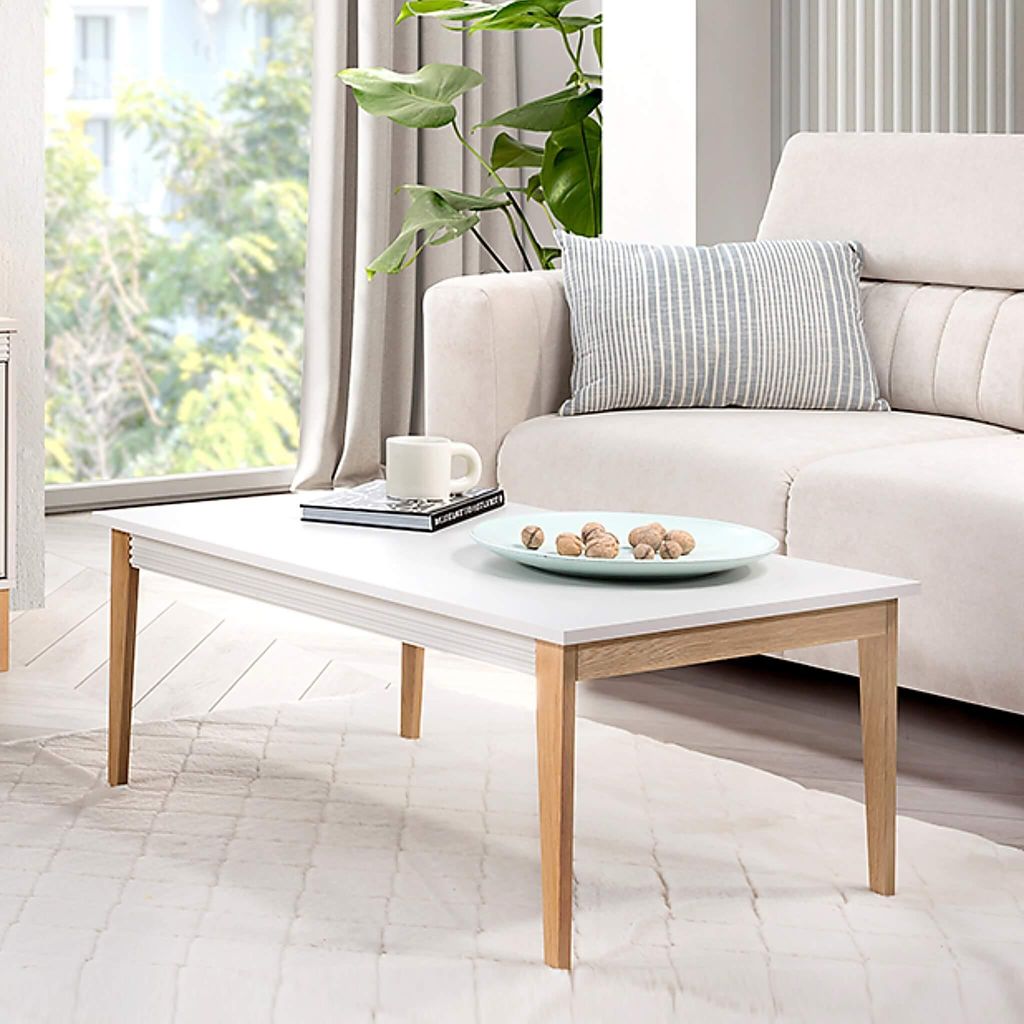 Belmy Stolik kawowy 90x68 cm beżowy kaszmir VIENNA – Zdjęcie produktu 