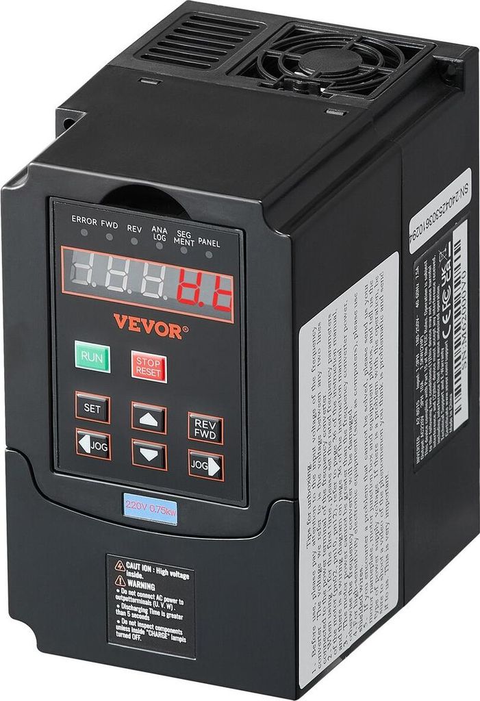 Frequenzumrichter 1 PS, 0,75 kW, 3,5 A, 220 V, 1- oder 3-phasiger Eingang, 3-phasiger Ausgang, 0–400 Hz