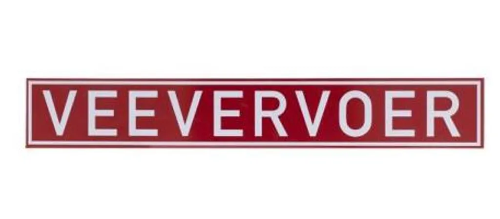 Plaque Transport de Bétail en Aluminium Rouge et Blanc - 680 x 115 mm