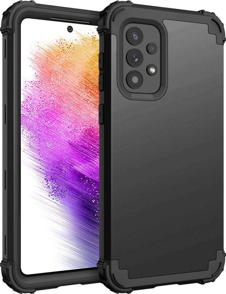 Galaxy A73 5G Hülle, 3 in 1 Hybrid PC TPU Stossfest Robust Schutzhülle für Samsung Galaxy A73 5G Schwarz