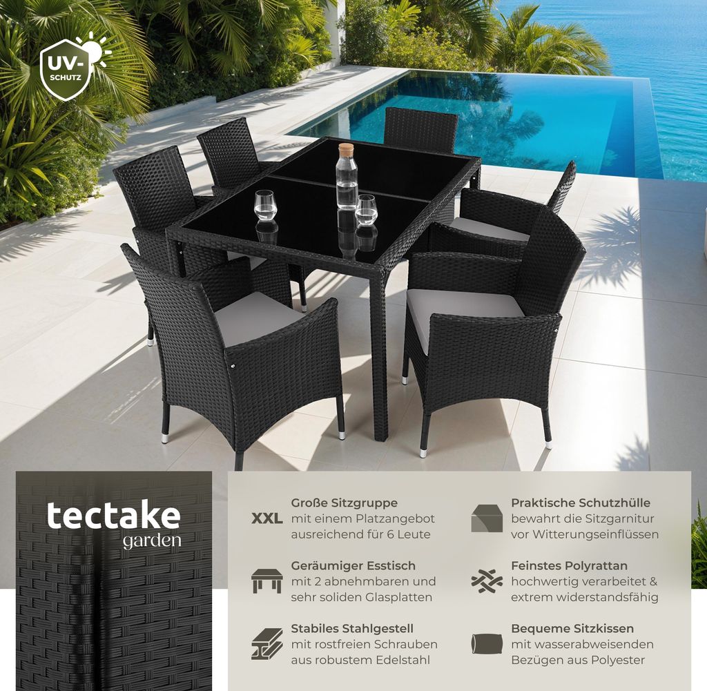 Rattan Sitzgruppe Porto für 6 Personen