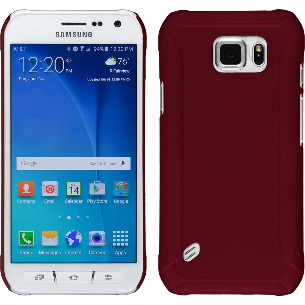 PhoneNatic Case kompatibel mit Samsung Galaxy S6 Active - Hülle rot gummiert Hard-case + 2 Schutzfolien