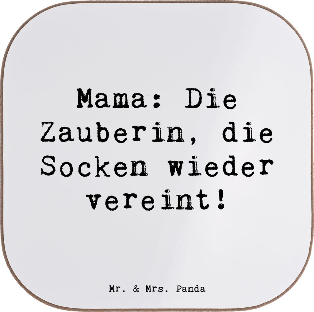 Mr. & Mrs. Panda Tischschoner Spruch Mama Zauberin - Weiß - Geschenk, Unterstützung, Socken, Muttertag, handgemacht, gläseruntersetzer, Geschenk...