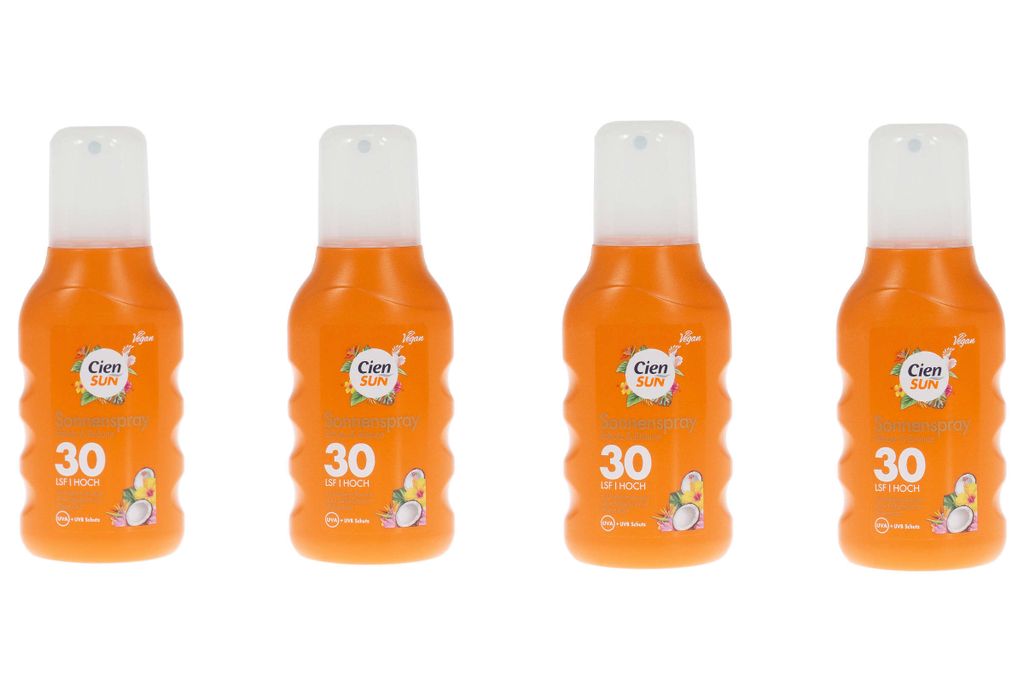 Cien Sun Sonnenspray LSF 30 200ml Vegan Wasserfest UVA UVB Schutz & Bräune 4 Stück