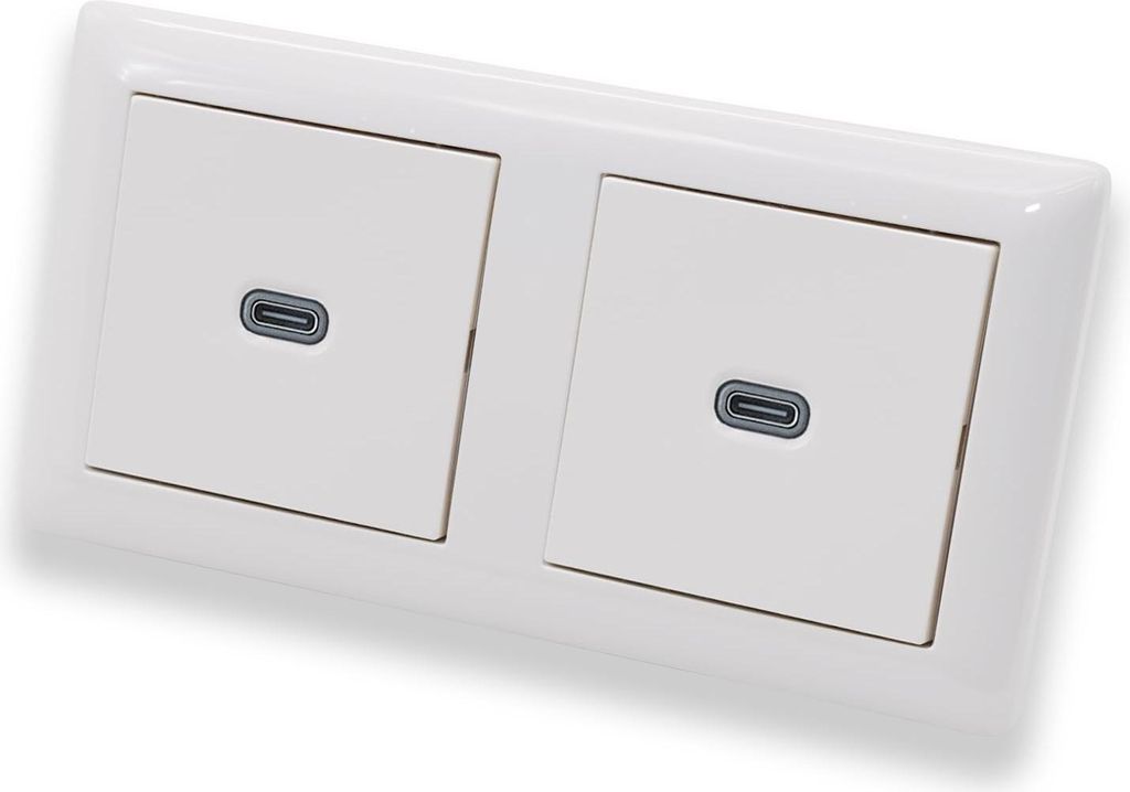 EBROM USB-C Unterputz Steckdose/Lader (2 Stück), 65 Watt Leistung – Schnellladefunktion für Wearables, Smartphones Tablets und Laptops + Gira S...