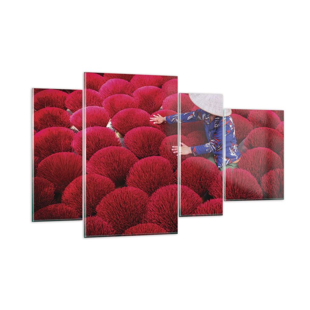 Bilder auf glas - 4 Teile - Trocknen Weihrauch Vietnam - 120x70cm - Glasbilder - Wandbilder - Bilder - zum Aufhängen bereit - Wanddekoration aus G...