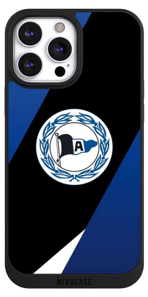 NIVOCASE Handyhülle für Apple iPhone 13 Pro Max Hülle NIVOpure Case Schwarz Arminia Bielefeld DSC Offizielles Lizenzprodukt